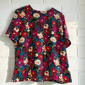 NICOLA Floral Blouse - Red, Pink, Green